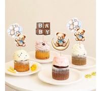 Blumomon 36pcs Décoration De Cupcake De BéBé D’ours SéLection Décorative De Cupcake De Douche De BéBé, Fournitures De Décoration De GâTeau De FêTe D’Anniversaire Pour Les Garçons Et Les Filles