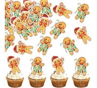 Blumomon 40pcs Comestible Gingerbread Christmas Cake Decoration Gingerbread Christmas Cake Decoration Selected Christmas Gingerbread Christmas Theme Birthday Party Baby Shower Cake Decoration Supplies