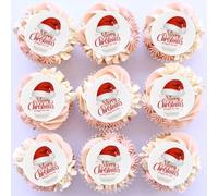 Blumomon 40pcs Décorations De Gâteau De Noël Comestibles - Chapeaux, Joyeux Noël, Sélection De Cupcake - Fournitures De Fêtes Et Vacances