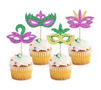 Blumomon Lot de 24 décorations de gâteau de carnaval - Décoration de cupcake - Décoration de carnaval - Masques de cupcake - Cirque - Décoration de cupcake