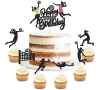 Blumomon Lot de 25 décorations de gâteau de volleyball pour filles jouant au volley-ball sur le thème du sport pour filles, club de volleyball, fête, amateurs de volleyball, décorations de gâteaux