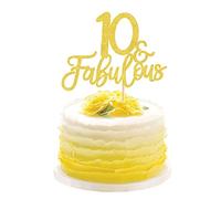 Blumomon Lot de 3 décorations de gâteau « Cheers to 10th Birthday » à paillettes dorées pour 10e anniversaire de mariage