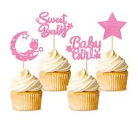 Blumomon Lot de 40 décorations pour cupcakes Oh Baby Girl - Décoration de gâteau - Pour anniversaire d'enfant - Pour fête