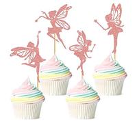 Blumomon24Pcs Or Rose Fleurs Brillantes Anges Fées Cupcakes Choisir Ballerine Cupcakes Mariage Douche Mariée Douche Bébé Fête d’Anniversaire Gâteaux Décoration Articles