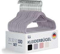 Blumtal 100 cintres gain de place, recouverts de velours - cintres premium antidérapants avec porte-cravates, pivotant à 360°, gris