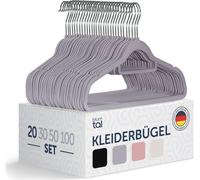 Blumtal 20 cintres gain de place, recouverts de velours - cintres premium antidérapants avec porte-cravates, pivotant à 360°, gris