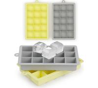 Blumtal 2x15 moule à glaçons en silicone cube 3,3 cm - bac à glaçons taille XL, sans BPA, démoulage facile des glaçons, gris et jaune