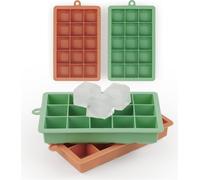 Blumtal 2x15 moule à glaçons en silicone cube 3,3 cm - bac à glaçons taille XL, sans BPA, démoulage facile des glaçons, vert olive et rouge