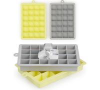 Blumtal 2x24 moules à glaçons en silicone 2,6cm - bac à glaçons taille M, sans BPA, démoulage facile des glaçons, gris et jaune