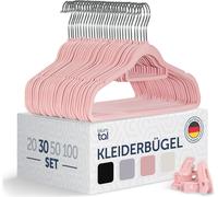 Blumtal 30 cintres gain de place, recouverts de velours - cintres premium antidérapants, y compris porte-cravates, pivotant à 360°, rose