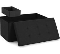 Blumtal banquette avec espace de rangement + boîte supplémentaire - banquette coffre avec espace de rangement 76x38x38 cm - coffre de siège avec espace de rangement noir