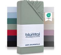 Blumtal Basics Drap housse 160x200cm Topper Jersey - 100% Coton Drap de lit - Summergreen - Vert