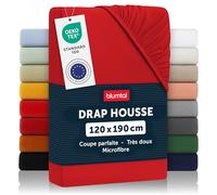 Blumtal Basics Lot de 1 Drap Housse 120x190 Bonnet 30 cm - Drap Housse 120 x 190 Microfibre De Haute Qualité - Doux, Résistant, Anti Plis - Certifié Oeko-Tex - Rouge