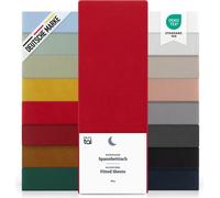Blumtal Basics Lot de 2 draps-housses 90x200cm - Drap, certifié Oeko-Tex, jusqu'à 25cm d'épaisseur de matelas, rouge