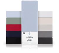 Blumtal Basics Lot de 2 draps-housses, en microfibre, 150 x 190/200 cm, en 100 % coton, certifié Öko-Tex, jusqu'à 25 cm de hauteur, bleu clair