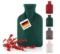 Blumtal bouillotte avec housse en polaire - bouillotte anti-fuite en caoutchouc naturel pour enfants et adultes, bouillotte pour soulager la douleur, vert