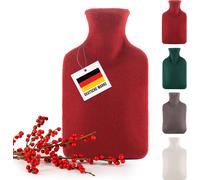 Blumtal bouillotte avec housse en polaire - bouillotte anti-fuite en caoutchouc naturel pour enfants et adultes, bouillotte pour soulager la douleur - Aurora Rouge