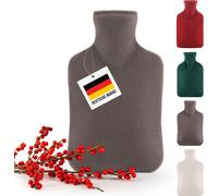 Blumtal bouillotte avec housse en polaire - bouillotte anti-fuite en caoutchouc naturel pour enfants et adultes, bouillotte pour soulager la douleur - Gris