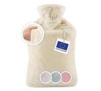 Blumtal Bouillotte Eau Chaude Douce 1,5L Premium avec Poche et Housse en Peluche Douce, Blanc crème