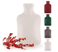 Blumtal Bouillotte Eau Chaude en Caoutchouc avec Housse Amovible Polaire - Bouillotte Règles Douloureuses, Cervicales, Ventre - Antifuite Blanc