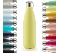 Blumtal® Bouteille isotherme Charles- Gourde 1l- Gourde inox 1l sans BPA froid&chaud- Contenant isotherme en métal- Bouteille d'eau- Contenant 1l- Gourde isotherme 1l - Jaune clair