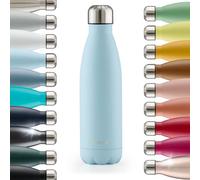 Blumtal® Bouteille isotherme Charles- Gourde 350ml - Gourde inox sans BPA froid&chaud- Contenant isotherme en métal- Bouteille d'eau- Gourde acier inoxydable- Bouteille isotherme 350ml - Bleu clair