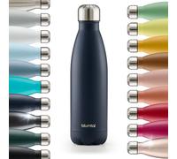 Blumtal® Bouteille isotherme Charles- Gourde 350ml - Gourde inox sans BPA froid&chaud- Contenant isotherme en métal- Bouteille d'eau- Gourde acier inoxydable- Bouteille isotherme 350ml - Bleu foncé