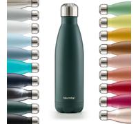 Blumtal® Bouteille isotherme Charles- Gourde 350ml - Gourde inox sans BPA froid&chaud- Contenant isotherme en métal- Bouteille d'eau- Gourde acier inoxydable- Bouteille isotherme 350ml - Vert foncé