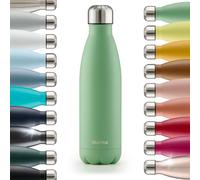 Blumtal® Bouteille isotherme Charles- Gourde 350ml - Gourde inox sans BPA froid&chaud- Contenant isotherme en métal- Bouteille d'eau- Gourde acier inoxydable- Bouteille isotherme 350ml - Vert clair