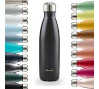 Blumtal® Bouteille isotherme Charles- Gourde 500ml - Gourde inox sans BPA froid&chaud- Contenant isotherme en métal- Bouteille d'eau- Thermo- Bouteille isotherme 500ml - Métal noir