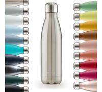 Blumtal® Bouteille isotherme Charles- Gourde 500ml - Gourde inox sans BPA froid&chaud- Contenant isotherme en métal- Bouteille d'eau- Thermo- Bouteille isotherme 500ml - Acier inoxydable- Argent