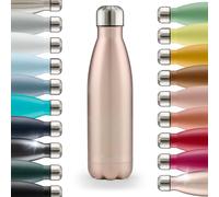 Blumtal® Bouteille isotherme Charles- Gourde 500ml - Gourde inox sans BPA froid&chaud- Contenant isotherme en métal- Bouteille d'eau- Thermo- Bouteille isotherme 500ml - Métal rose