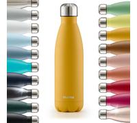 Blumtal® Bouteille isotherme Charles- Gourde 500ml - Gourde inox sans BPA froid&chaud- Contenant isotherme en métal- Bouteille d'eau- Thermo- Bouteille isotherme 500ml - Jaune moutarde