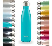 Blumtal® Bouteille isotherme Charles- Gourde 500ml - Gourde inox sans BPA froid&chaud- Contenant isotherme en métal- Bouteille d'eau- Thermo- Bouteille isotherme 500ml - Pétrole