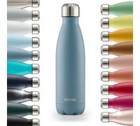 Blumtal® Bouteille isotherme Charles- Gourde 750 ml - Gourde inox sans BPA froid&chaud- Contenant isotherme en métal- Gourde eau- Gourde acier inoxydable- Bouteille isotherme 750 ml - Bleu-gris