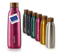 Blumtal® Bouteille isotherme Ray- Gourde 500ml - Gourde inox sans BPA froid&chaud- Contenant isotherme en métal- Bouteille d'eau- Gourde acier inoxydable- Bouteille isotherme 500ml - Bois/Rose