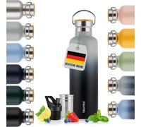 Blumtal bouteille thermos 1L - bouteille d'eau à double paroi en acier inoxydable 1L - bouteille isolante 1L sans BPA Ultimate Grey & Black