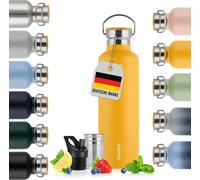 Blumtal bouteille thermos 1L - bouteille d'eau à double paroi en acier inoxydable 1L - bouteille isolante BPA libre Hipster jaune foncé