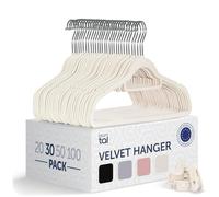 Blumtal Cintre Velours - Lot de 30 pièces - cintres Porte-Pantalons - cintres Velours pivotant à 360° - Cintre Jupe - Cintre Pantalon - cintres Pantalon - Cintre Pince Pantalon antidérapant - Ivoire