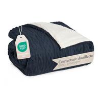 Blumtal Couverture Chaude 130x150 cm avec Motif torsadé - Couverture Polaire certifiée Oeko-TEX + intérieur Sherpa Doux - couvertures et Plaids - Plaid Doux - couvertures, Plaids et boutis Bleu-Ivory
