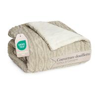 Blumtal Couverture Chaude 150x200 cm avec Motif torsadé - Couverture Polaire certifiée Oeko-TEX + intérieur Sherpa Doux - couvertures et Plaids - Plaid Doux - couvertures, Plaids et boutis Sand-Ivory