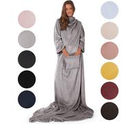 Blumtal couverture douce avec manches - couverture douillette avec manches, couverture avec manches certifiée Oeko-TEX®, couverture en microfibre polaire avec chancelière et 2 poches frontales pour la