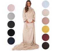Blumtal couverture douce avec manches - couverture douillette avec manches, couverture avec manches certifiée Oeko-TEX®, couverture en microfibre polaire avec chancelière et 2 poches frontales, 170x20