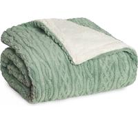 Blumtal couverture douillette 150x200 cm avec aspect tricot torsadé - couverture polaire avec intérieur sherpa doux Anthracite et gris