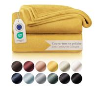 Blumtal Couverture Polaire - Grand Plaid Polaire 270x230 cm - Certifié Oeko-TEX® - Couverture Canapé / Lit - Jaune