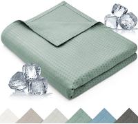 Blumtal couverture rafraîchissante 200x230 cm - couverture d'été en bambou pour le canapé et le lit, respirante & rafraîchissante - verte, idéale comme couverture de voyage - verte
