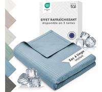 Blumtal Couverture rafraichissante 200x230 cm - Plaid certifiée Oeko-TEX en Fibre de Bambou - Couette ete Auto-rafraîchissante - Couette canapé Respirante - Couverture de qualité Premium - en Bleu