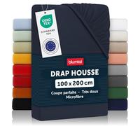 Blumtal Drap Housse 100x200 cm en Microfibre - Drap 100x200 cm certifié Oeko-TEX - Drap de lit 1 Personne - Drap Housse 1 Personne - Drap Housse de Matelas - Drap-Housse Respirant 100x200 Bleu foncé