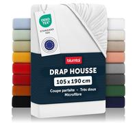 Blumtal Drap Housse 105x190 cm en Microfibre - Drap 105x190 cm certifié Oeko-TEX - Drap de lit 1 Personne - Drap Housse 1 Personne - Drap Housse de Matelas - Drap-Housse Respirant 105x190 cm Blanc