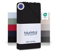 Blumtal Drap Housse 135-140x190 cm Basique en Jersey - Lot de 1-135-140 x 190 x 30 cm - Drap Housse 135-140 x 190 x 30 cm 100% Coton - certifié Oeko-Tex - Protection 140x190 Coton Jersey - en Noir